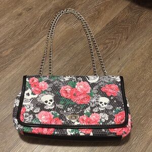 betsey johnson skull and roses sequin shoulder bag